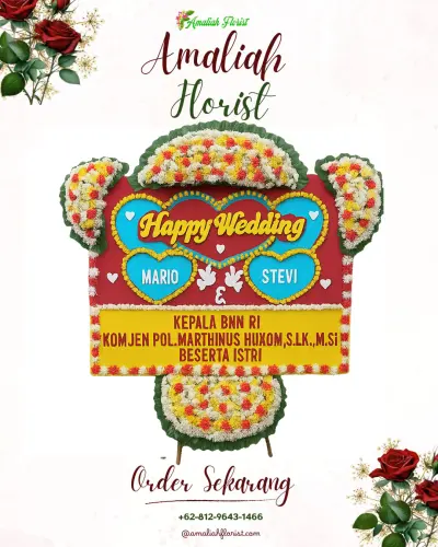 Karangan Papan Bunga Pernikahan di Hambawa